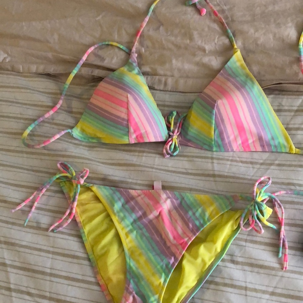 Vic’s Secret pastel stripe bikini